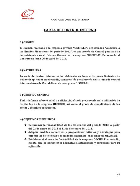 Carta De Control Interno 2 Auditoría Financiera Contabilidad