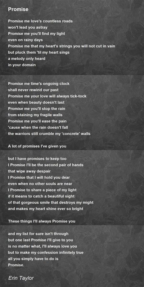 Promise Promise Poem By Erin Taylor