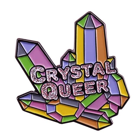 Crystal Queer Badge Quartz Cluster Brooch LGBT Rainbow Pride Pin Pastel