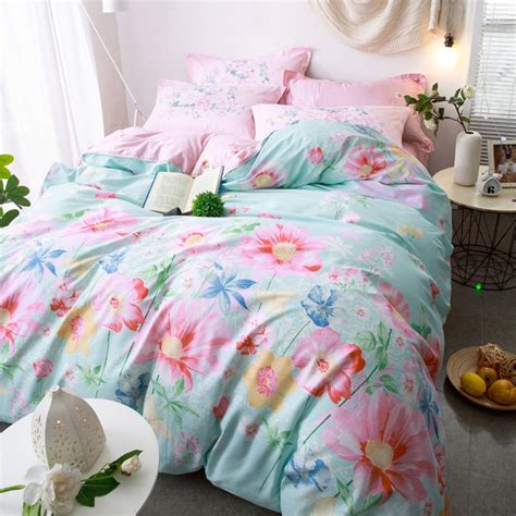 Cotton sheets set available in all sizes like queen, king, california king, full, twin in various colors. pink flower garden bedding set queen full size for girls ...