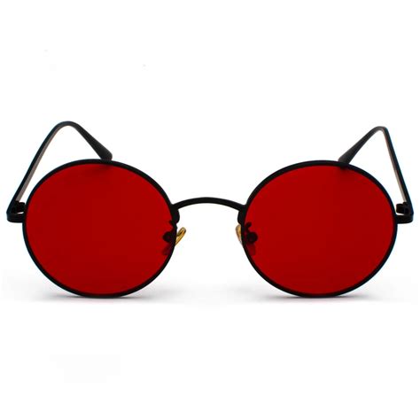 kachawoo women sunglasses with red lenses round metal frame vintage retro glasses sun for men
