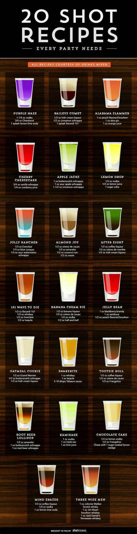 20 Great Shot Recipes Alcohol Drink Recipes Shot Recipes Yummy Drinks