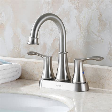 Swivel Spout 2 Handle Lavatory Faucet Brushed Nickel Bathroom Sink