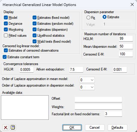 Hierarchical Generalized Linear Model Options Genstat Knowledge Base