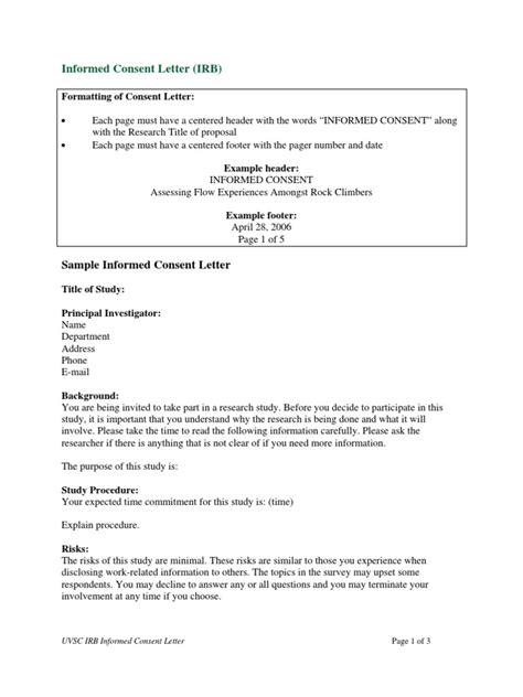 Irb Sample Informed Consent Letter Pdf Institutional Review Board
