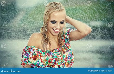 Beautiful Girl In Rain Stock Photo Image Of Beautiful 26132820