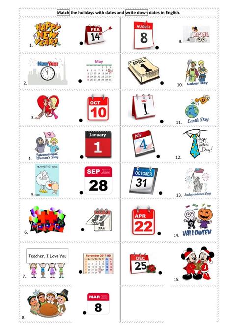 Holidays Dates Interactive Worksheet Holiday Worksheets Teaching
