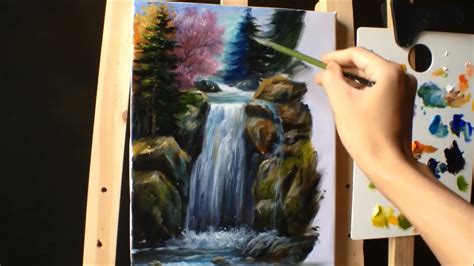 How To Paint Waterfall With Acrylics Lesson 2 Part 2 Youtube