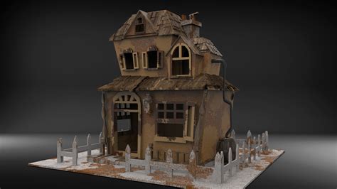 artstation low poly haunted house