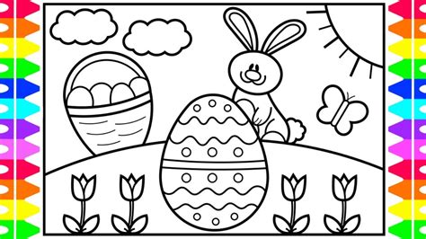 How To Draw The Easter Bunny Step By Step For Kids 🐰🌈 Easter Drawings