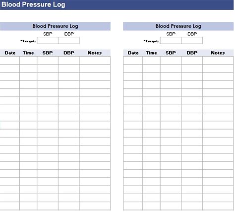 Free Blood Pressure Log Templates Excelwordpdf Best Collections