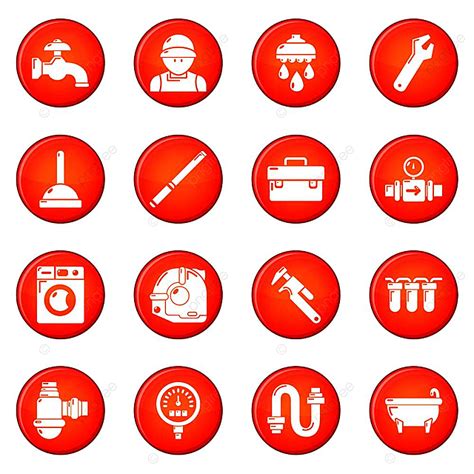 Plumbers Clipart Png Images Plumber Symbols Icons Set Vector Red