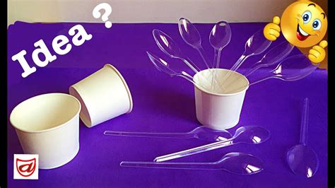 Plastic Spoon And Paper Cup Craft Ideas Diy Decor Waste Material