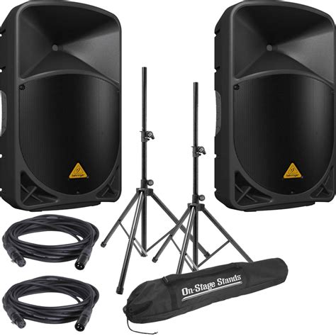 Behringer B115w 15 Inch Bluetooth Powered Speakers With Stands And Cables