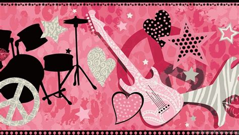Pink Rock Star Guitar Wallpapers Border Desktop Background