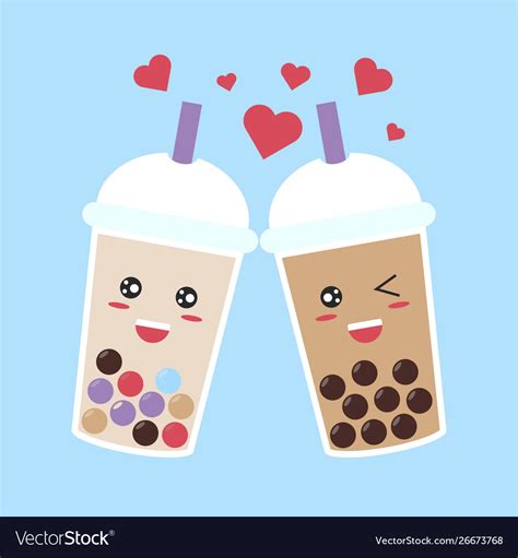 Using search and advanced filtering on pngkey is. Bubble tea or pearl milk tea with cartoon face Vector Image