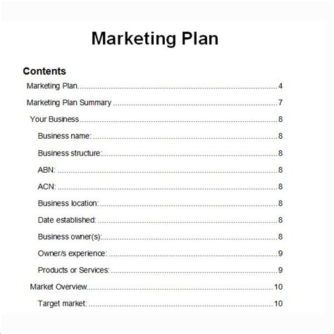 Sample Marketing Plan Template 9 Free Documents In Word Pdf