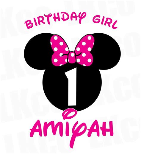 Minnie Mouse Iron On Transfer | Birthday Girl | Pink & Black Dots