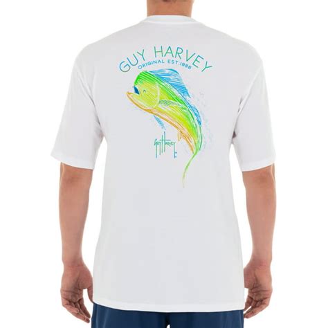 Guy Harvey Guy Harvey Mens Scribble Mahi Short Sleeve White T Shirt