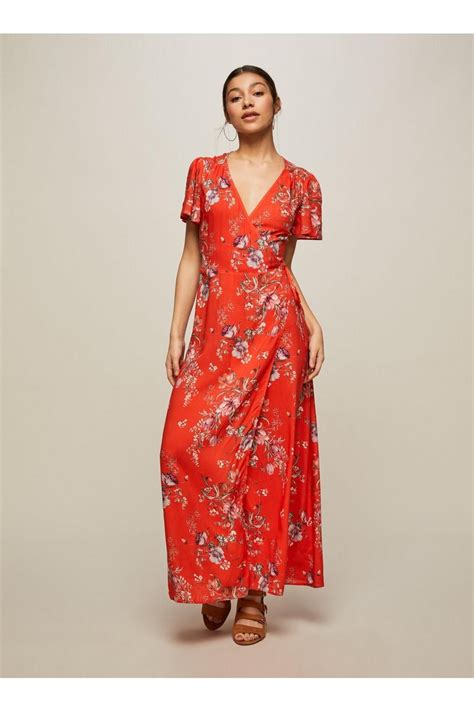 Petite Red Floral Print Wrap Maxi Dress Maxi Dress Clothes Maxi