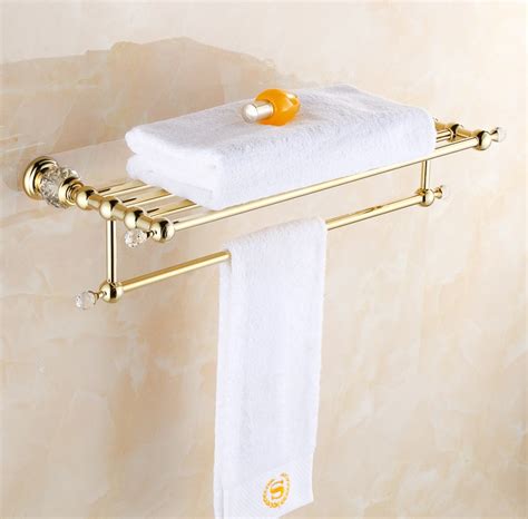 Solid Copper Luxury Crystal Gold Plating Design Towel Rack Modern
