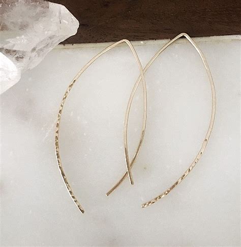 Arc Earrings For Women Hammered Silver Hoop Earrings Dainty Gold Hoop