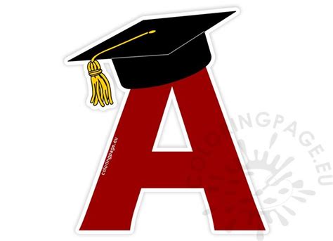 Letter A With Graduation Cap Image Coloring Page Graduation Cap