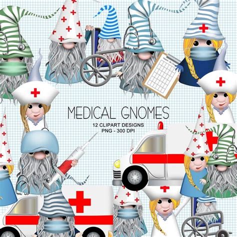 Doctor And Nurse Gnomes Medical Clipart Collection Etsy Australia