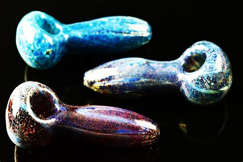 Small Silver Fumed Frit Glass Pipe P891