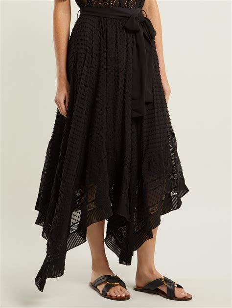 Zimmermann Unbridled Silk Georgette Handkerchief Hem Skirt In Black Lyst