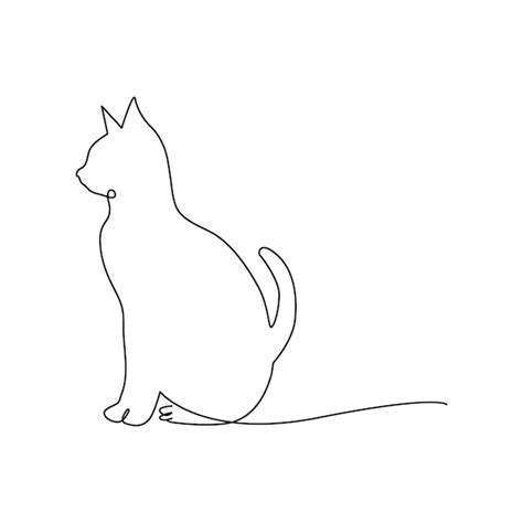 Premium Vector Continuous One Line Drawing Cat Kitten Cat Single Line