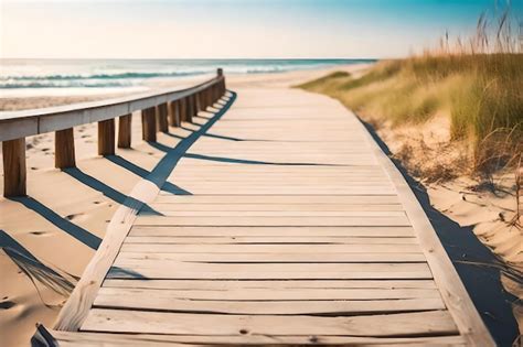 Premium Ai Image Boardwalk To The Beach With A Wooden Path Leading To