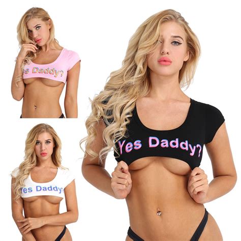Feitong Yes Daddy Letters Printed Tank Crop Tops Women Fashion Summer