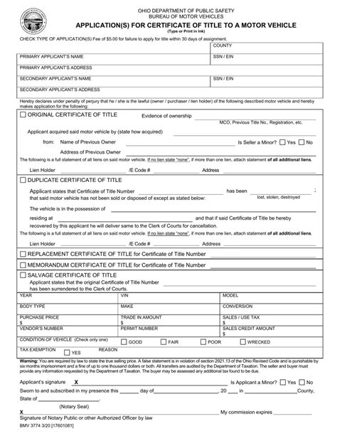 Ohio Bmv Application ≡ Fill Out Printable Pdf Forms Online