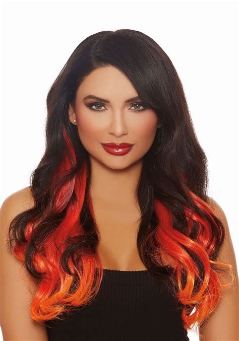Free shipping @ hair extensions.com. Long Straight 3-Piece Ombre Burg/Red/Orange Hair Extensions