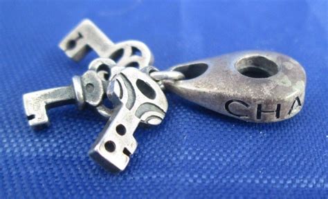 Vintage Sterling Silver Chamilia Lock And Keys Charm Gem