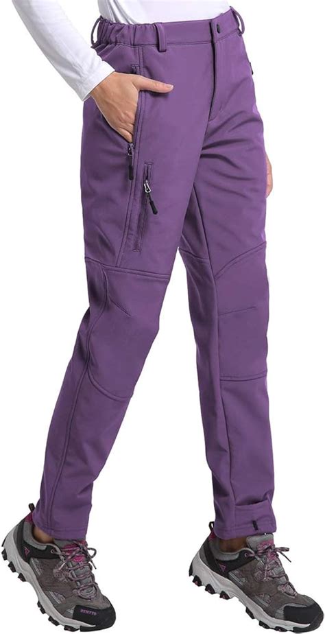 Baleaf Womens Hiking Fleece Lined Ski Pants Windproof Water Resistant Outdoor Insulated Soft