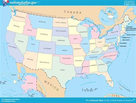 ♥ United States Of America Map Showing All States