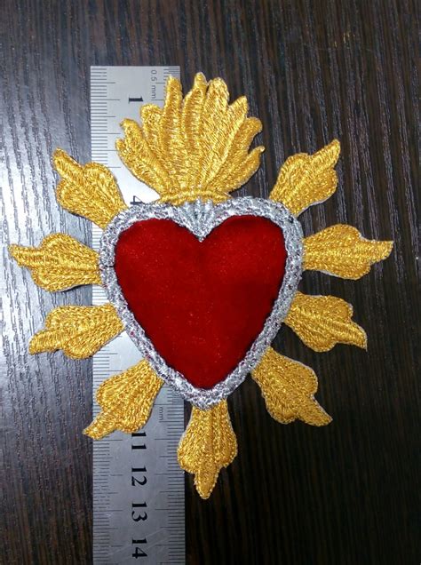 Sacred Heart Patch Large Embroidery Iron On Patch Etsy
