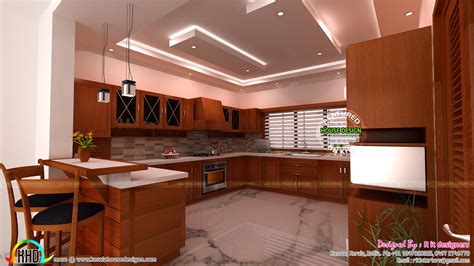 Modular Kitchen Living And Dining Interiors Kerala Home