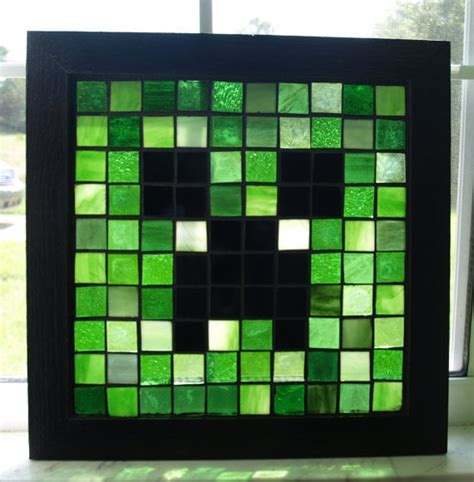Mosaic Creeper Minecraft Stained Glass Window