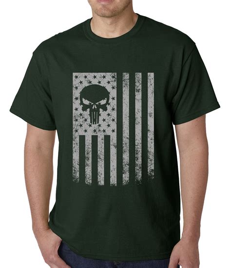 Usa American Flag Military Skull Mens T Shirt Bewild