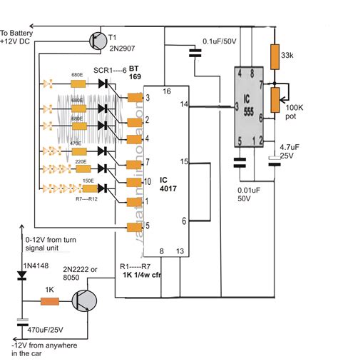 According to previous, the traces at a turn signal flasher wiring diagram represents wires. Sequential Bar Graph Turn Light Indicator Circuit for Car | Circuit Diagram Centre