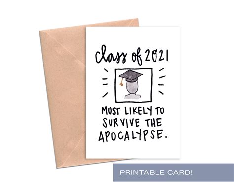 Printable Funny Graduation Cards Class Of Card For Grad Etsy