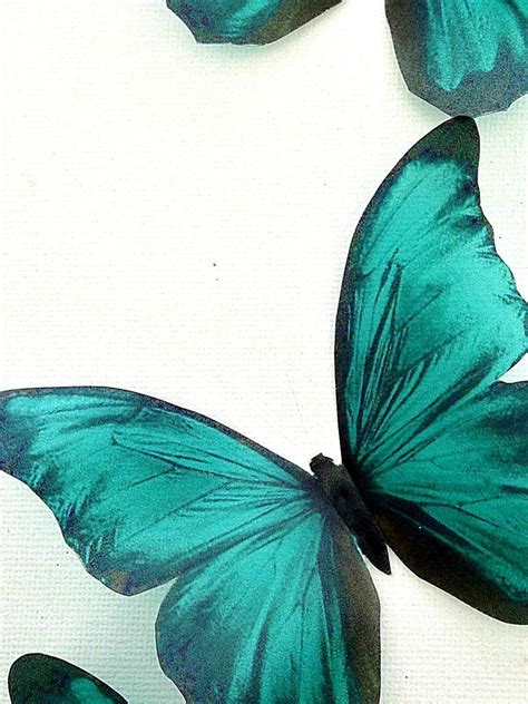 4 Stunning In Flight Teal Blue Butterflies 3d Butterfly Wall Etsy