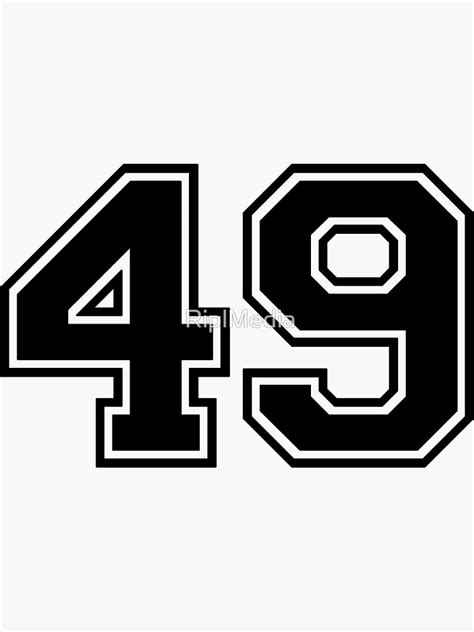 Varsity Team Sports Uniform Number 49 Black Sticker For Sale By