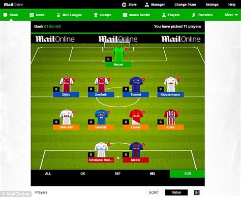 Play MailOnline's European Super League Fantasy Football | Daily Mail