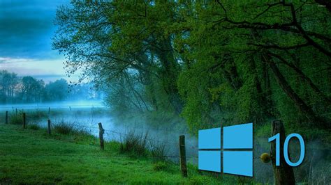 Windows 10 In The Misty Morning Blue Logo Wallpaper Computer