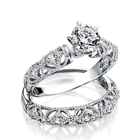 Wedding And Engagement Rings Vintage Style 1ct Round Solitaire Milgrain Aaa Cz Engagement Wedding
