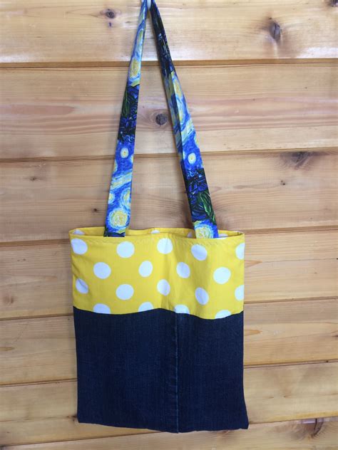 Upcycled Denim Tote Bag Lined With Quilting Cotton Denim Tote Bags